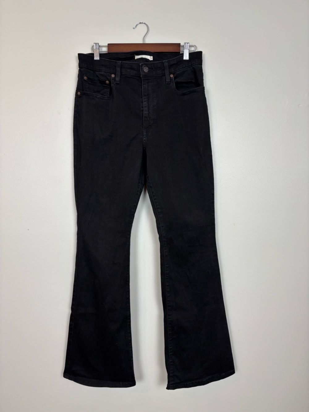Levis Jeans Womens 33 Black 726 Flare High Rise Stretch Denim